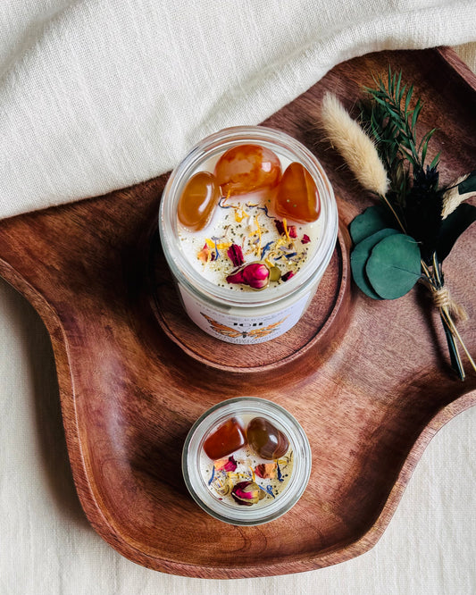 Bougie d’Intention Joie – Cornaline - Vue de près