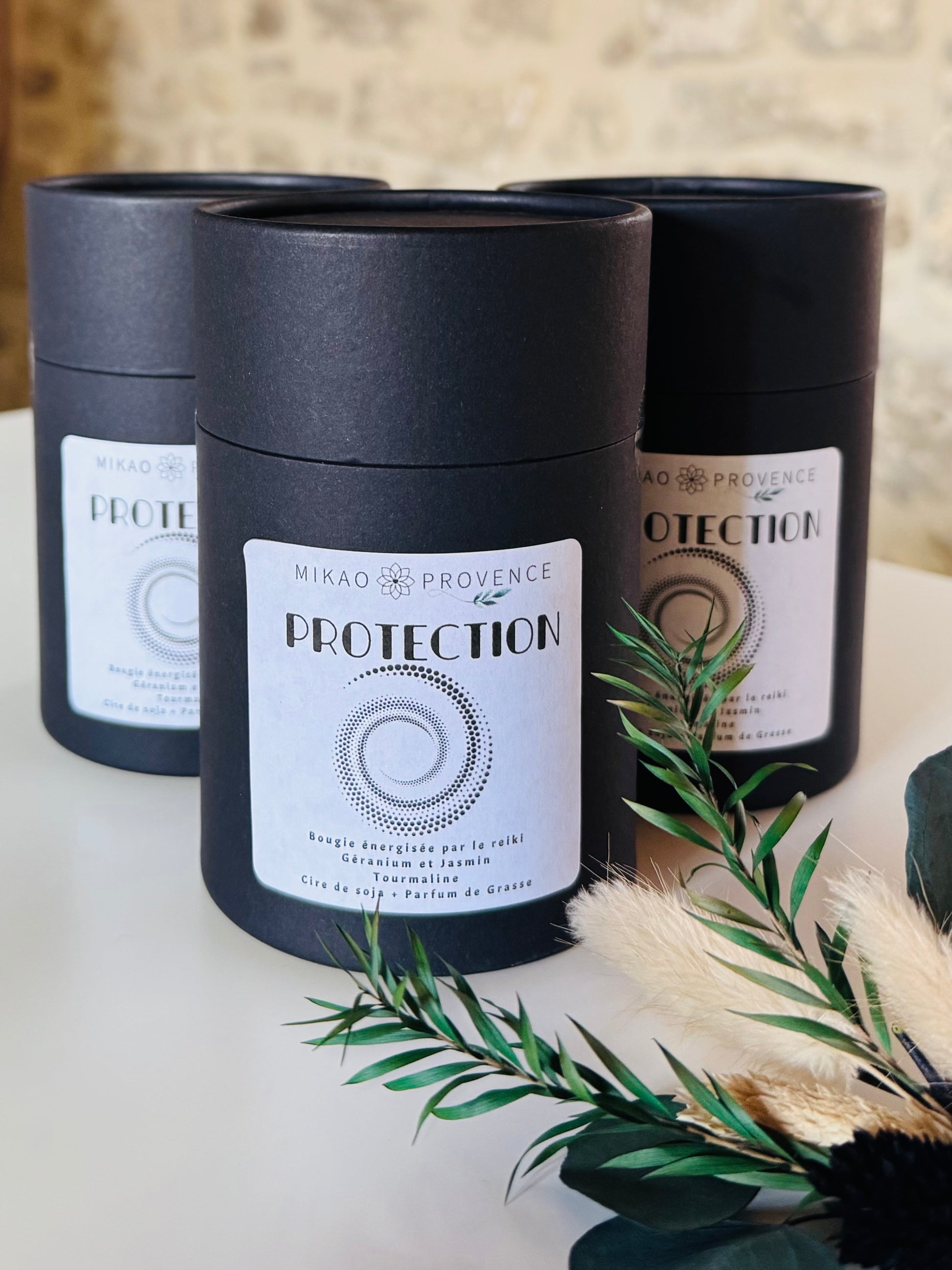 Bougie d’Intention Protection – Tourmaline Noire - boite vue de près