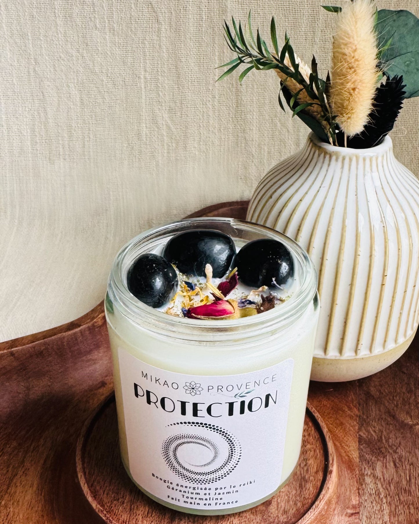 Bougie d’Intention Protection – Tourmaline Noire - 200g