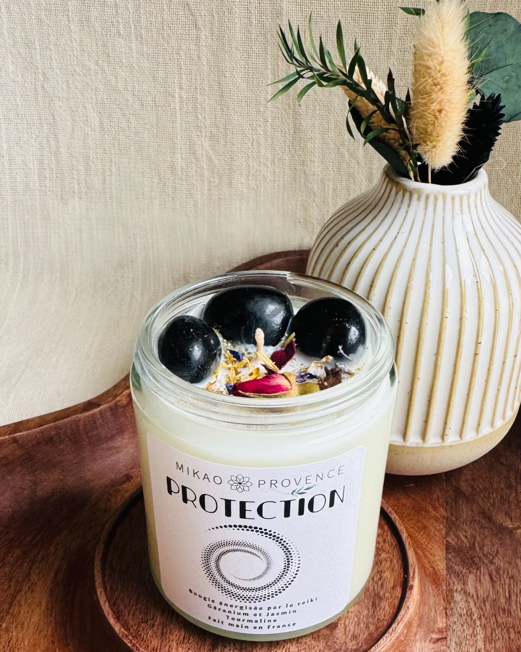 Bougie d’Intention Protection – Tourmaline Noire - 200g