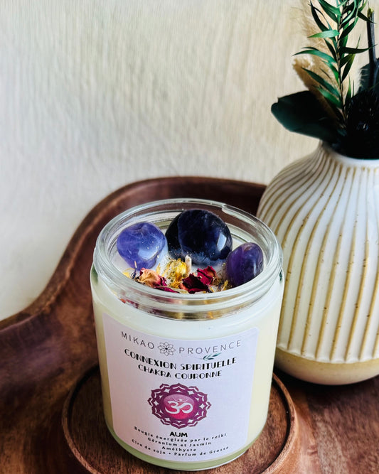 Bougie Chakra Couronne - Connexion Spirituelle – Améthyste
