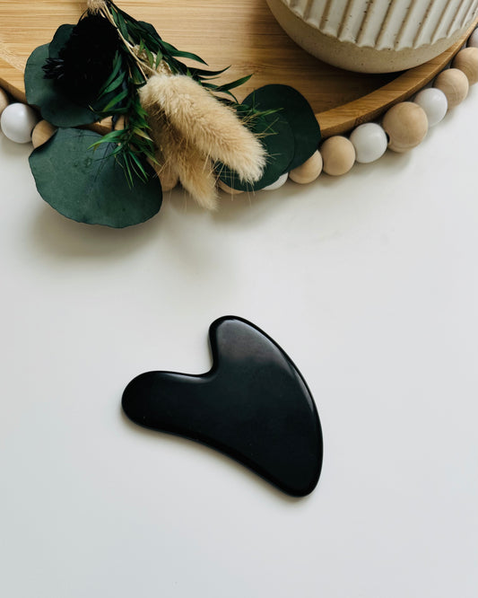 Gua sha coeur - Obsidienne noire