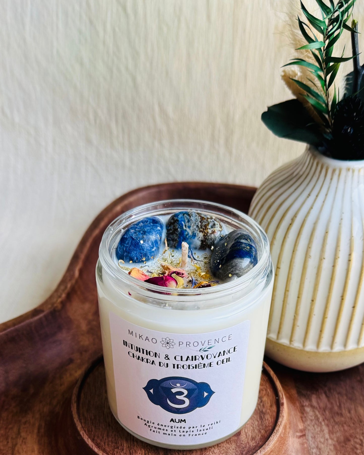 Bougie Chakra Troisième Œil – Intuition et Clairvoyance – Lapis-Lazuli