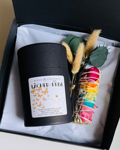 Coffret Bougie LÂCHER-PRISE -  Bougies d’intention et pierres naturelles