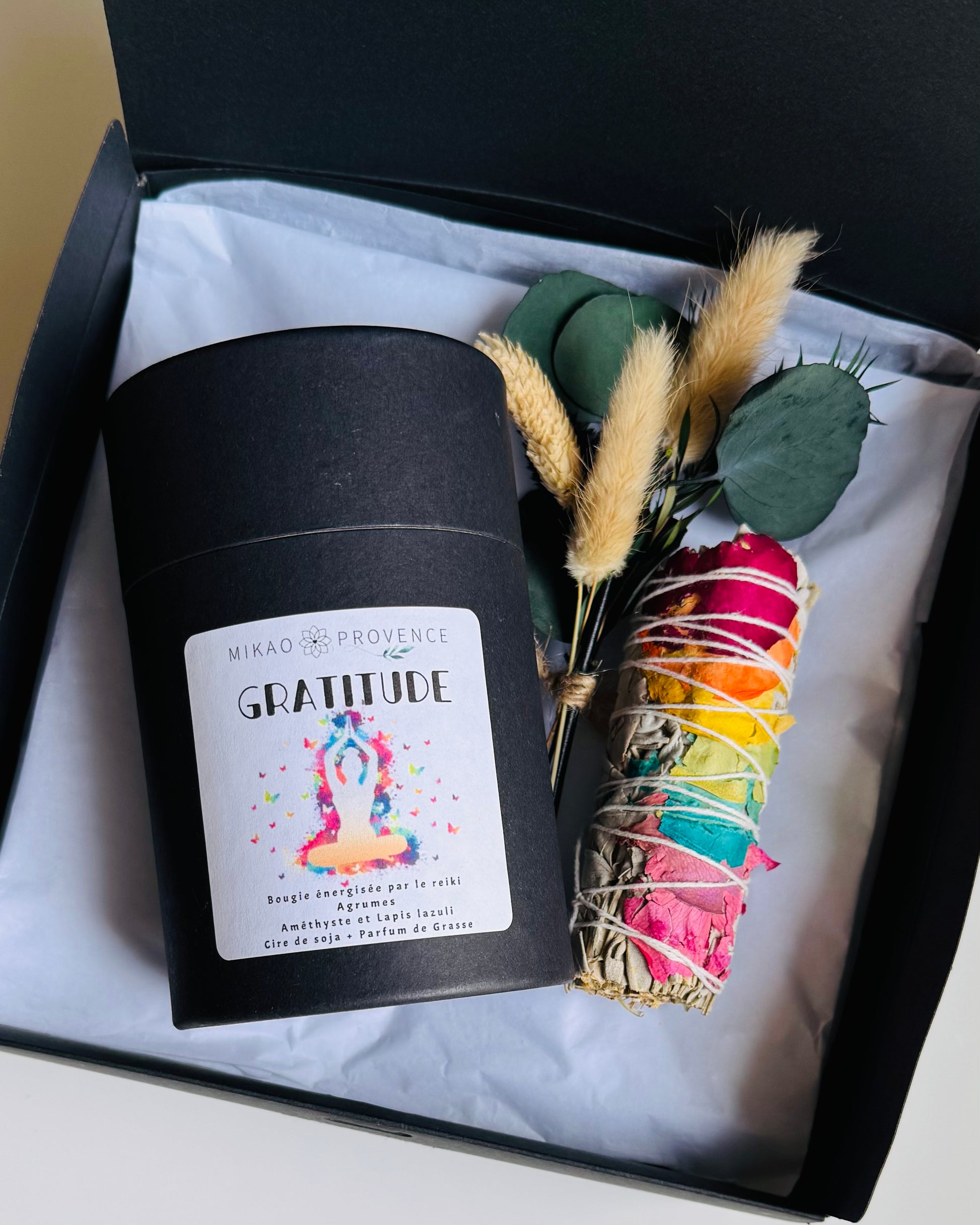 Coffret Bougie GRATITUDE - Bougies d’intention et pierres naturelles