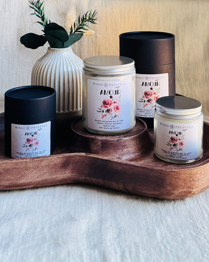 Bougie d’Intention Amour – Quartz Rose - présentation avec boite 