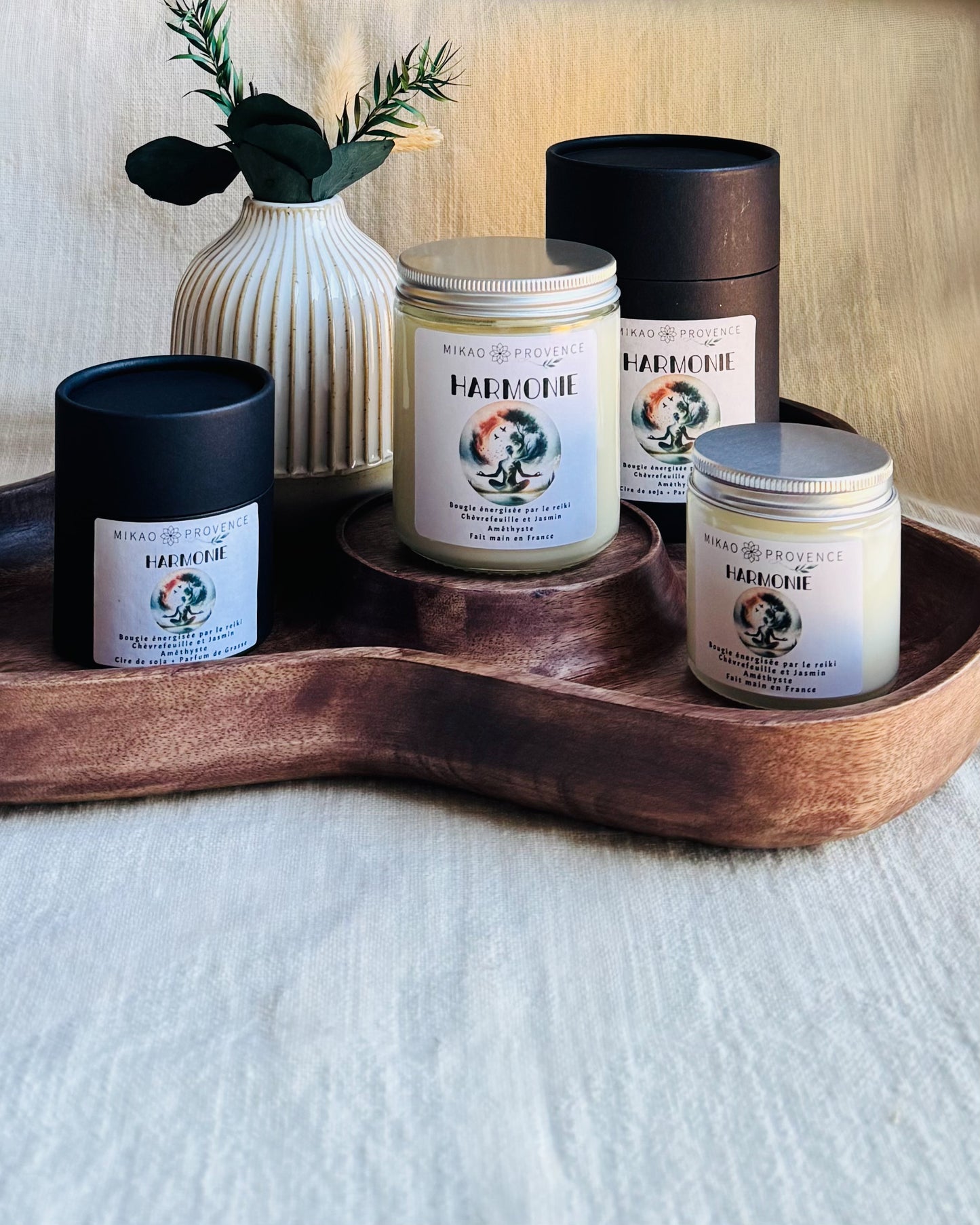 Bougie d’Intention Harmonie – Améthyste - présentation avec boite 