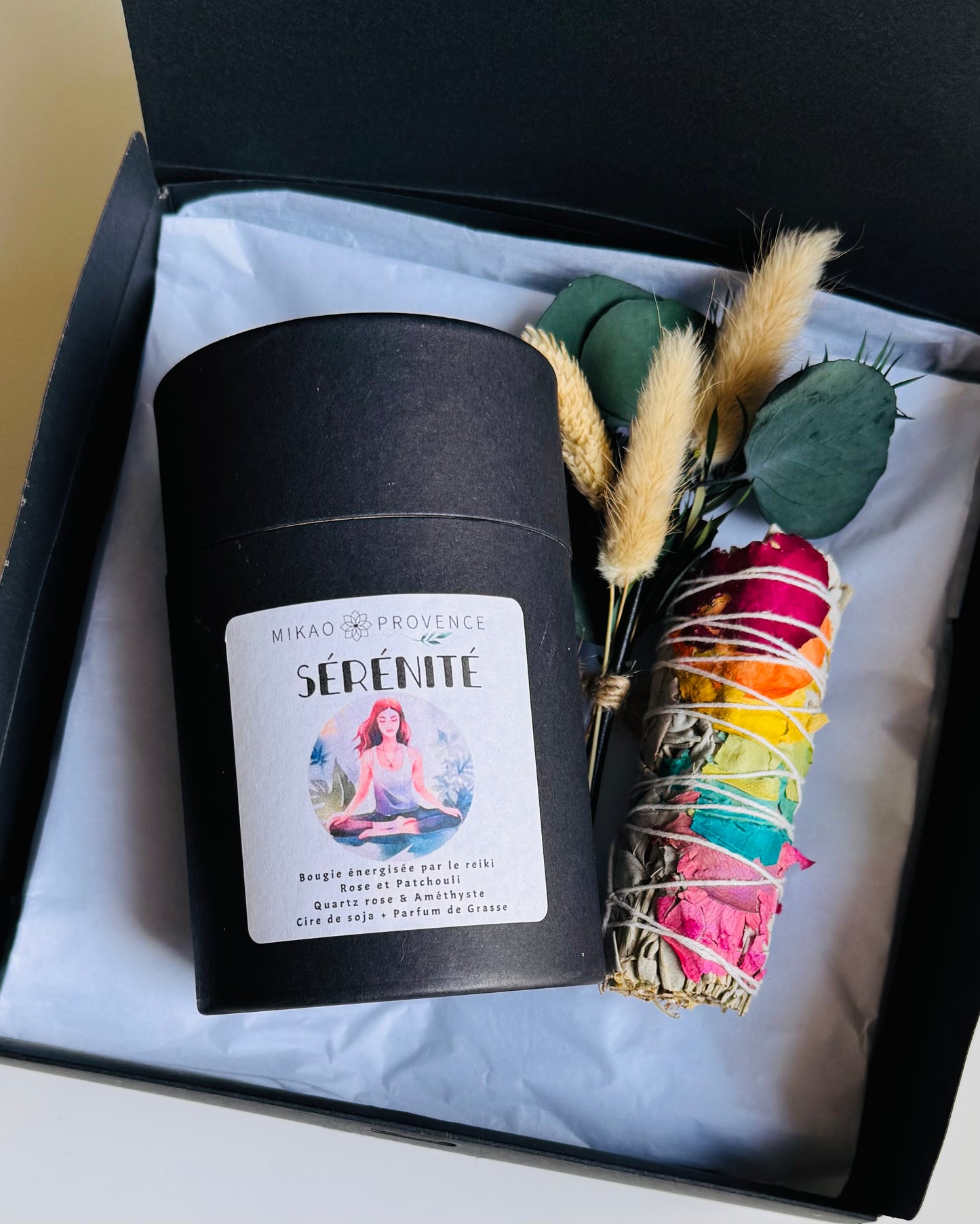 Coffret Bougie SÉRÉNITÉ - Bougies d’intention et pierres naturelles