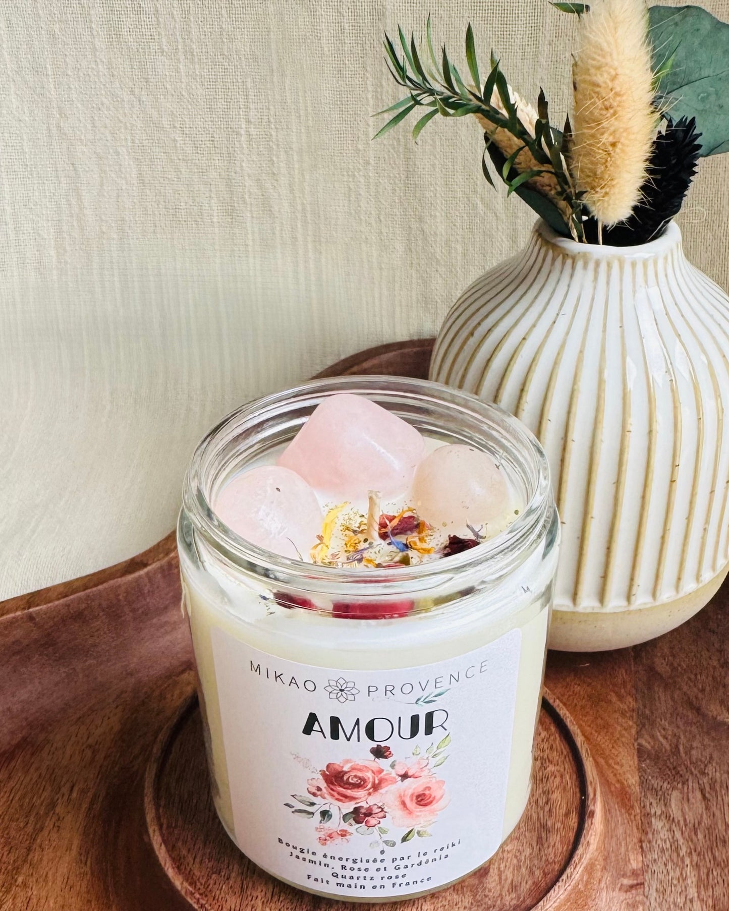 Bougie d’Intention Amour – Quartz Rose - 200g