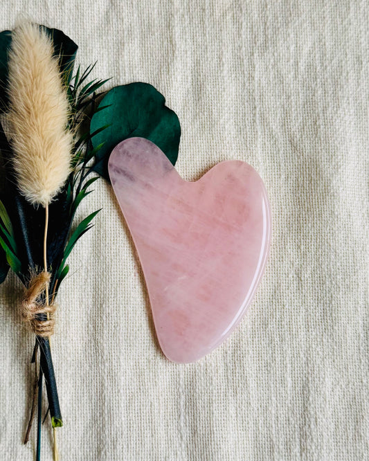 Gua sha coeur - Quartz rose