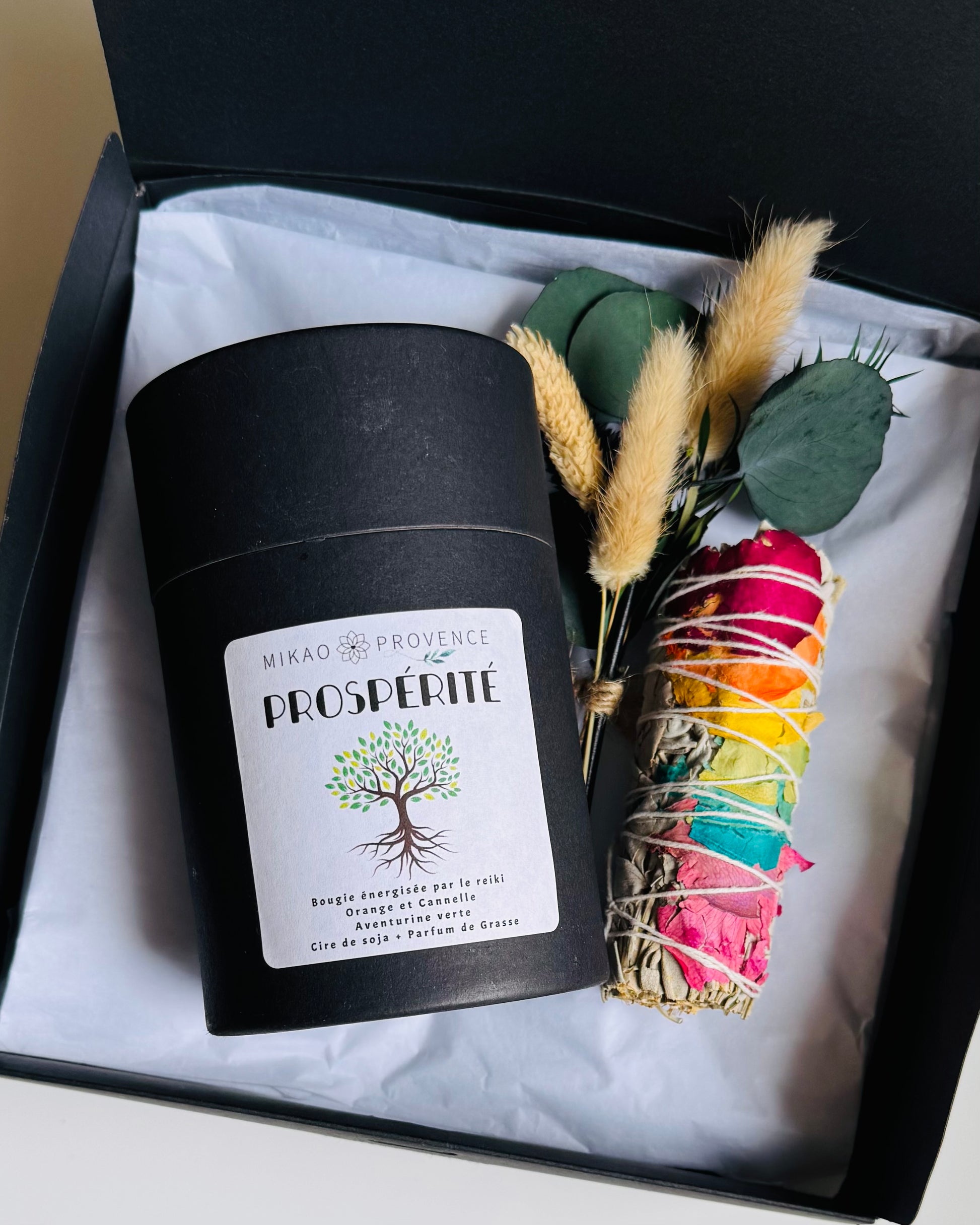 Coffret Bougie PROSPÉRITÉ -  Bougies d’intention et pierres naturelles