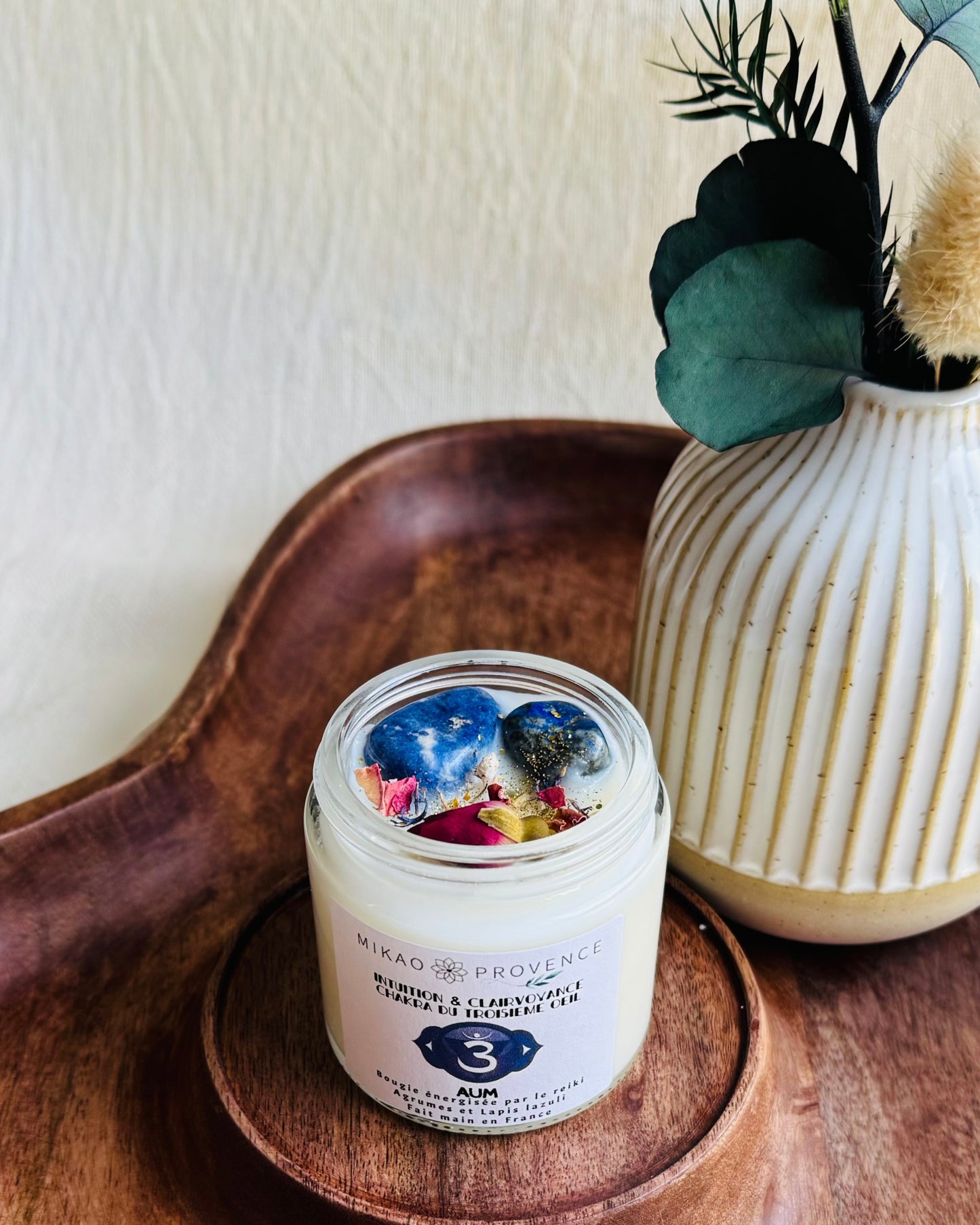 Bougie Chakra Troisième Œil – Intuition et Clairvoyance – Lapis-Lazuli