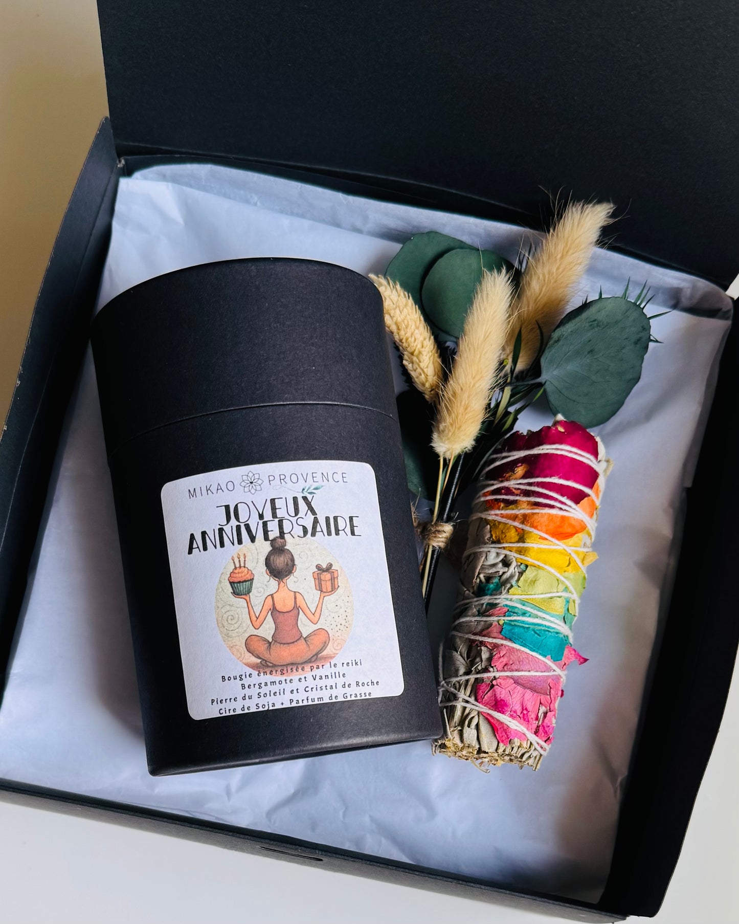 Coffret Bougie JOYEUX ANNIVERSAIRE - Bougies d’intention et pierres naturelles