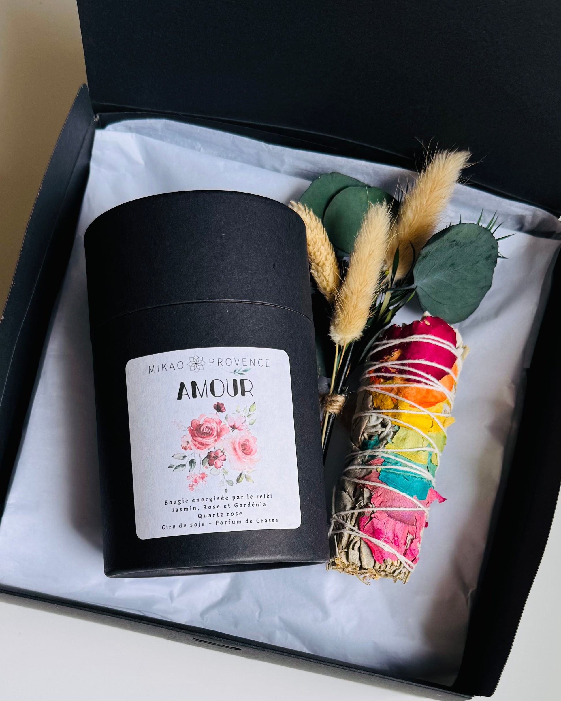 Coffret Bougie AMOUR  -  Bougies d’intention et pierres naturelles