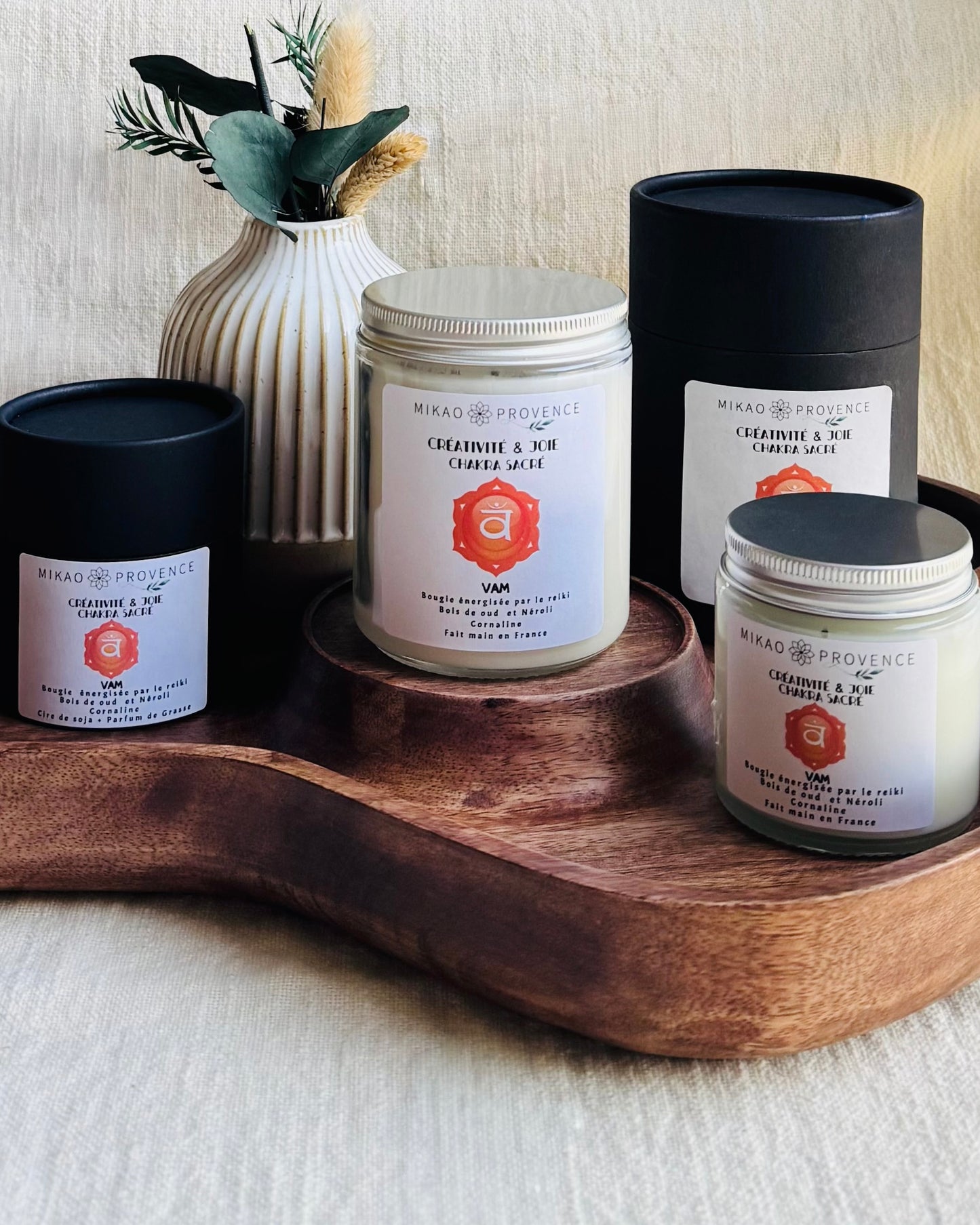 Bougie Chakra Sacré - Créativité et Joie - Cornaline 