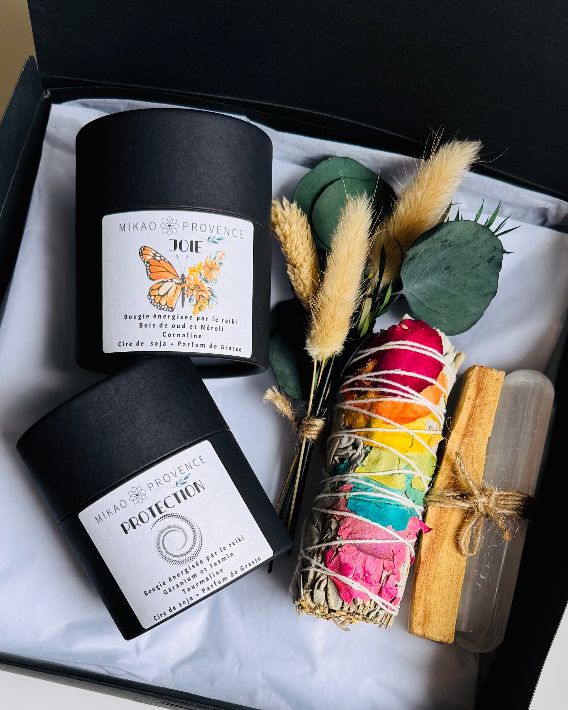Coffret Purification et Protection -  Bougies d’intention et pierres naturelles