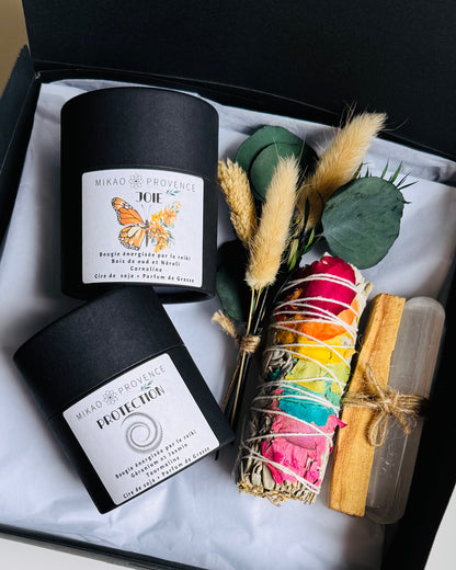Coffret Purification et Protection -  Bougies d’intention et pierres naturelles